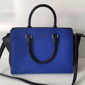 MICHAEL KORS Black/blue Large Selma Sapphire Satchel